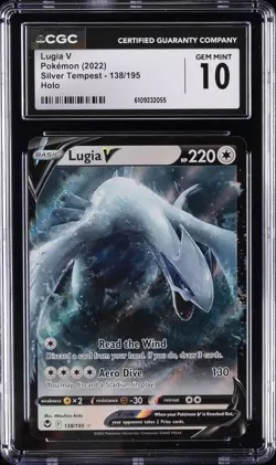 2022 POKEMON SILVER TEMPEST HOLO #138/195 LUGIA V CGC 10 GEM MINT - Image 1