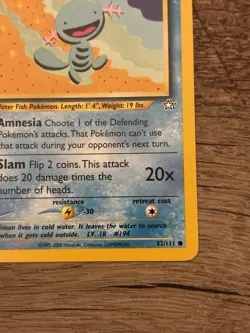 Pokemon TCG Wooper Neo Genesis 82/111 Regular Common Basic English 2000 - Image 4