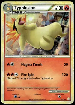 Typhlosion 32/123 Rare HeartGold & SoulSilver Pokemon Cracked Ice Holo HP - Image 1