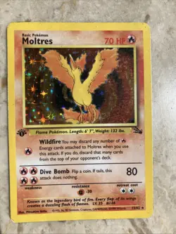Moltres 12/62 First Edition Eng Fossil Pokemon Card - Image 1