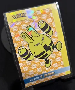 Rare Pokemon Shiny Full Art #239 Elekid Low Pop Cracked Ice Holo Card ⭐ - Image 1