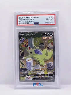 Pokemon SWSH Tyranitar V (Alternate Full Art) 155/163 Battle Styles Holo PSA 10 - Image 1