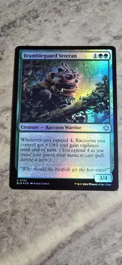Brambleguard Veteran Bloomburrow Foil Creature Raccoon Warrior Uncommon MTG NM - Image 1