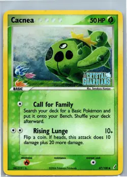 Cacnea 47/100 Reverse Holo EX Crystal Guardians Stamped Pokemon Card 2006 - Image 1