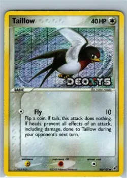 Pokemon Card - Taillow Deoxys 80/107 Reverse Holo Stamped - Image 1