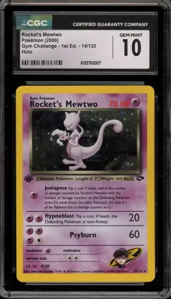 Pokemon Rocket's Mewtwo Gym Challenge 1st Edition Holo Rare #14 CGC 10 Gem Mint - Image 1