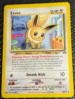 Eevee 38/75 Neo Discovery Vintage 2001 WotC NM Pokemon Card TCG - Image 1