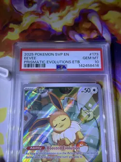 2025 Pokemon SVP EN-Sv Blk Star Promo #173 Eevee Prismatic Evolution ETB PSA 10 - Image 2