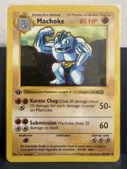 Machoke 34/102 Base Set 1st Edition 1999 Pokemon - Image 1