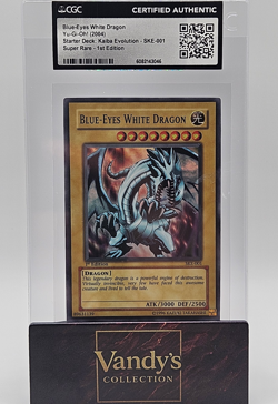 Konami Yu-Gi-Oh! Blue-Eyes White Dragon SKE-001 CGC 1st Edition Super Rare - Image 1