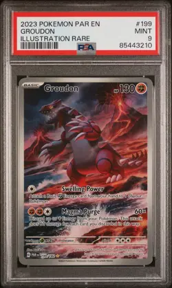 🔥 Pokemon TCG 🔥 Groudon #199 🔥 Paradox Rift Illustration Rare - PSA 9 MINT 🔥 - Image 3