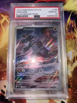 Pokemon Groudon TCG Paradox Rift Holo Illustration Rare Card 199/182 PSA 10 - Image 1