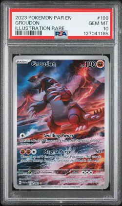 Pokemon Groudon TCG Paradox Rift Holo Illustration Rare Card 199/182 PSA 10 - Image 1