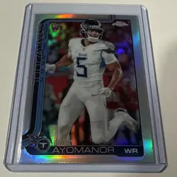 2025 Topps Chrome Elic Ayomanor Rookie Silver Refractor Titans RC #336 - Image 1