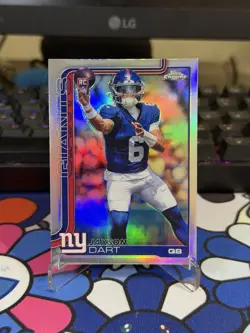 2025 Topps Chrome Football Jaxson Dart RC Silver Refractor Rookie #306 Giants - Image 1