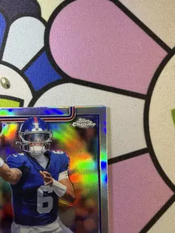 2025 Topps Chrome Football Jaxson Dart RC Silver Refractor Rookie #306 Giants - Image 4