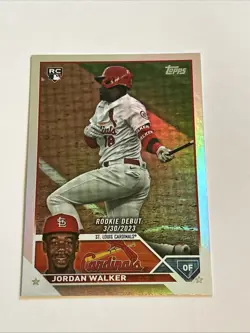 2023 Topps Update Series - Rookie Debut Jordan Walker #US122 Rainbow Foil (RC) - Image 1