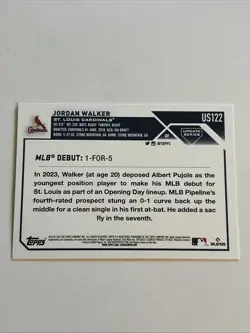 2023 Topps Update Series - Rookie Debut Jordan Walker #US122 Rainbow Foil (RC) - Image 2