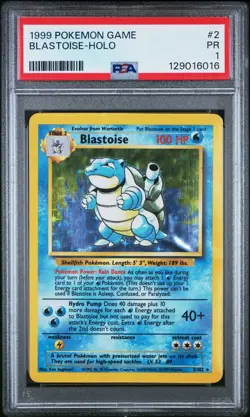 PSA 1 Blastoise 2/102 Base Set Holo Rare Pokemon Card - Image 1