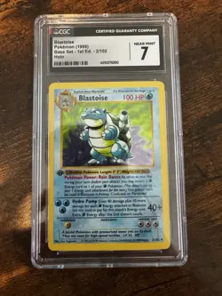 Pokemon Blastoise Base Set Shadowless 2/102 1st Edition Holo Rare CGC 7 - Image 1