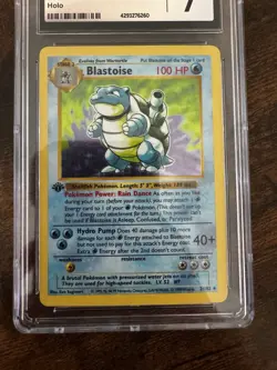 Pokemon Blastoise Base Set Shadowless 2/102 1st Edition Holo Rare CGC 7 - Image 2