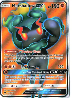 SM Burning Shadows Marshadow GX Full Art Ultra Rare Holo Card 137/147 2017 - Image 1