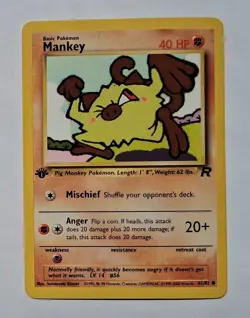 Pokemon - Mankey - Team Rocket 61/82 1st Edition - Common - LP - Image 1