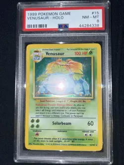 1999 POKEMON BASE SET UNLIMITED #15 VENUSAUR-HOLO PSA 8 - Image 2