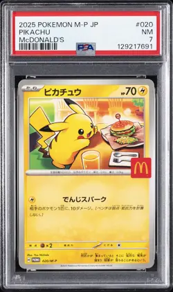 2025 POKEMON JAPANESE M-P PROMO MCDONALD'S #020 PIKACHU PSA 7 - Image 1