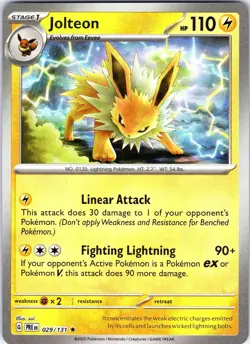 Jolteon (Poke Ball Pattern) 029/131 Holo SV: Prismatic Evolutions Pokemon NM - Image 2
