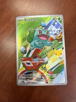 Pokemon Bulbasaur 037 MEP Stamped Holo Card 80 HP 10 Attack Basic Plant - Image 1