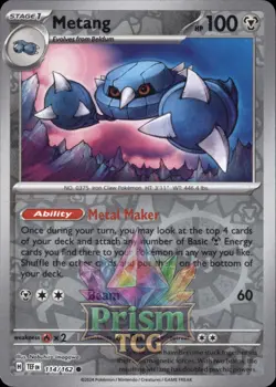 Metang 114/162 Common Reverse Holo Temporal Forces Pokemon - Image 1
