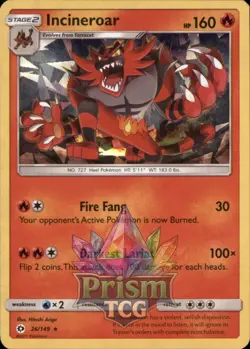 Incineroar 26/149 Rare Holo Sun & Moon Pokemon - Image 1
