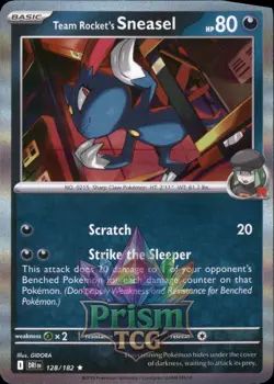Team Rocket's Sneasel 128/182 Rare Holo Destined Rivals Pokemon - Image 1