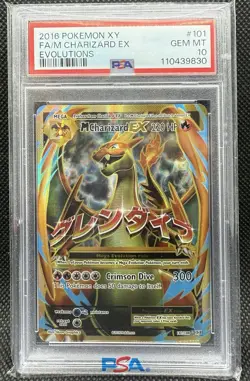 2016 Pokemon XY Evolutions #101 FA M Charizard EX PSA 10 GEM MINT - Image 1