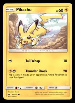 Pikachu 40/147 Common Burning Shadows Pokemon Lightly Played - Image 1