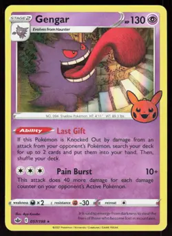 Gengar 057/198 Holo Promo Trick or Trade BOOster Pokemon Holo Near Mint - Image 1
