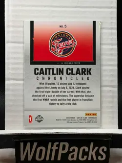2025 Panini Caitlin Clark Chronicled - WNBA Caitlin Clark WNBA #5 Red Holo - Image 2