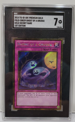 2014 Yu Gi Oh 1st Edition Premium Gold Holo Ghost of Grudge #PGLD-EN029 SGC 7 - Image 1