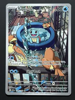 Pokemon TCG Squirtle Stellar Crown Illustration Card 148/142 Near Mint Condition - Image 1