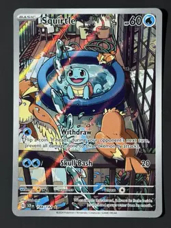 Pokemon TCG Squirtle Stellar Crown Illustration Card 148/142 Near Mint Condition - Image 2