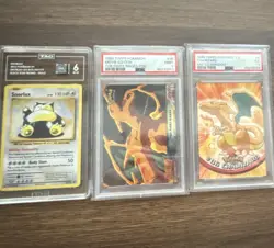 Pokemon Meiji Graded Lot - Snorlax, Charizard, 3 Cards - Image 1