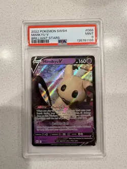 Mimikyu V PSA 9 2022 Brilliant Stars #068 Holo Pokemon Card Mint - Image 2