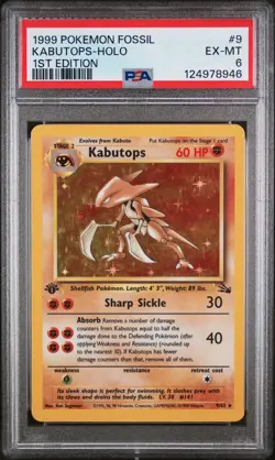 1999 POKEMON FOSSIL 1ST EDITION #9 KABUTOPS-HOLO PSA 6 - Image 1