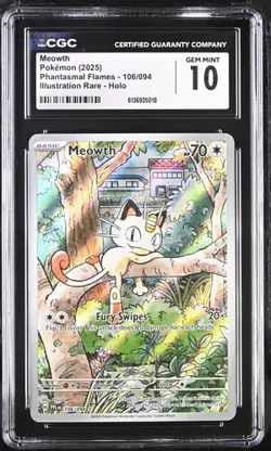 Pokemon Phantasmal Flames Meowth 106/094 CGC Gem Mint 10 - Image 1