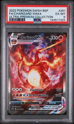 2022 POKEMON SWSH BLACK STAR PROMO #261 FULL ART/CHARIZARD VMAX PSA 6 - Image 1
