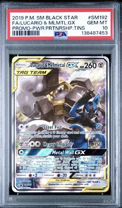 2019 Pokemon Black Star Promo Lucario & Melmetal GX #SM192 PSA 10 - Image 1