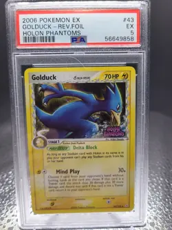 PSA 5 2006 POKEMON EX HOLON PHANTOMS SET GOLDUCK REVERSE HOLO CARD 43/110 - Image 1
