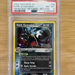 2004 POKEMON EX TEAM ROCKET RETURNS #36 DARK GYARADOS-REVERSE FOIL PSA 8 - Image 4