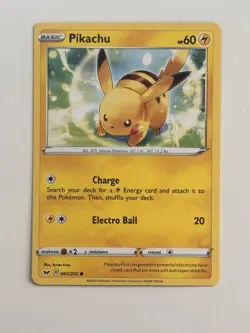 Pokemon TCG Pikachu 065/202 Common - Sword and Shield Base Set - Image 1